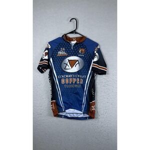 ShaverSport Colorado Cyclist Copper Triangle Cycling Jersey Mens S Blue 1/4 Zip